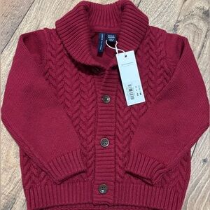 Janie and Jack, 18-24 months, Red cable-knitting cardigan sweater. NWT.